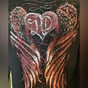 Harley Davidson thermal sequined wing top